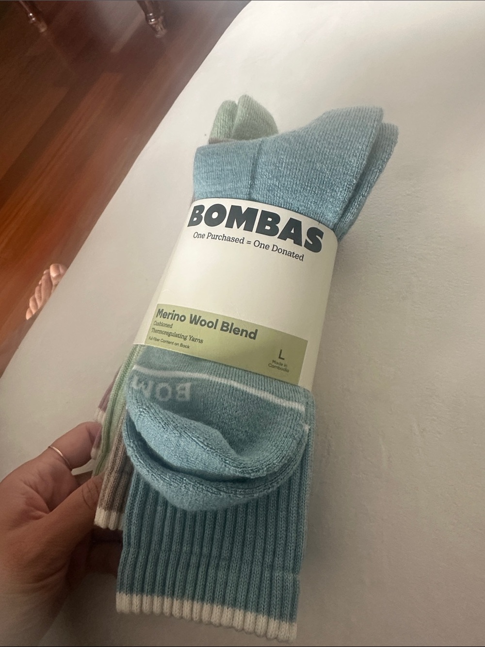 Bombas Men's Crew Socks in Light Blue and Mint